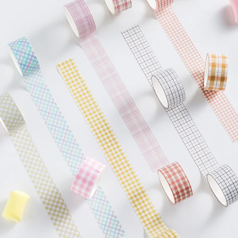 4Rolls Grid Washi Tape Set Cute Masking Tape Cinta Adhesiva Decorativa Papeleria Plakband Ins Stationery Paper Kawaii Washitape 5