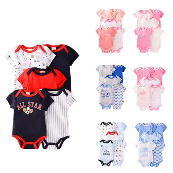

2020 Summer Baby Boys Bodysuits One-Pieces Infant Clothes Cartoon Animal Printed Cotton Newborn Jumpsuit Bodysuit 5 Pieces/lot