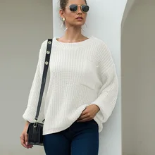 Зимняя одежда, женский популярный свитер с большими карманами, женский толстый пуловер, Свободный вязаный базовый Модный пуловер