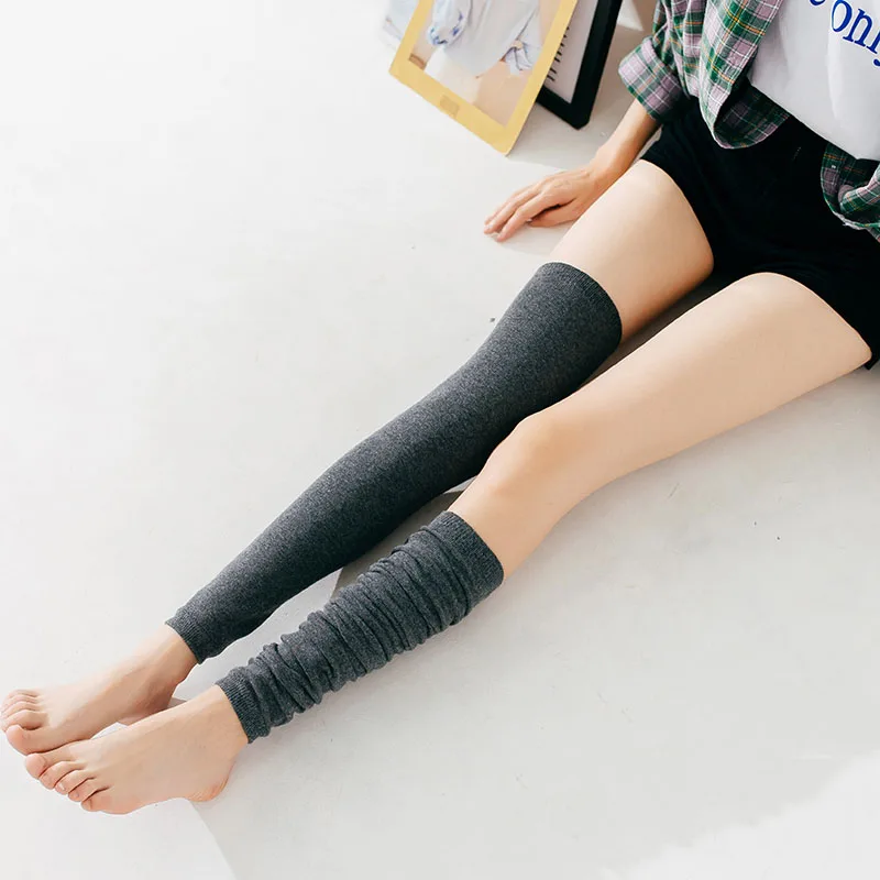 Гетры женские зимние теплые хлопковые элегантные универсальные корейские стильные длинные женские прямые простые сапоги до колена