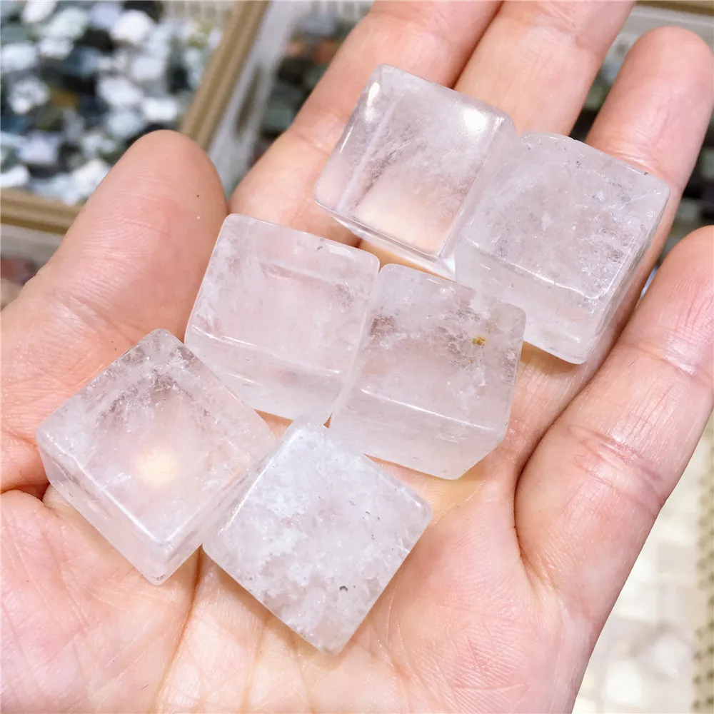 6pcs Natural Rock Quartz Crystal Tumble Stones Polished Cube Healing Home Decoration Collection Gift | Дом и сад