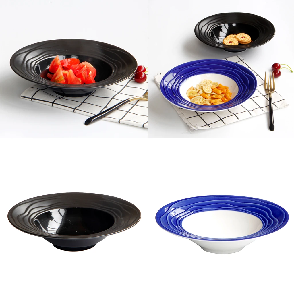 Ceramic Dinner Dish Plate Salad Noodles Bowl Soup Plates Bowl 2 Colors