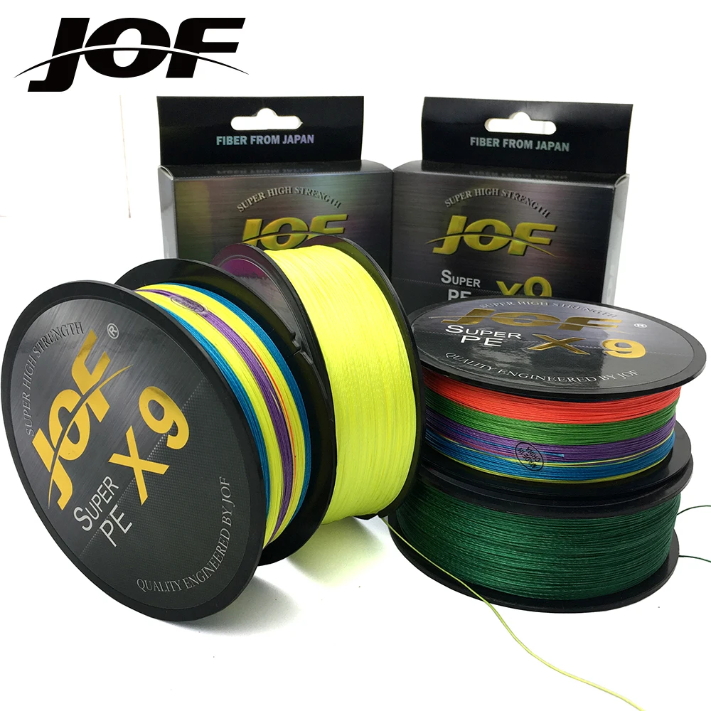 JOF Fishing Line 500M 9 Strands Braided Multifilament PE 20 24 35 40 50 65 80LB | Спорт и развлечения