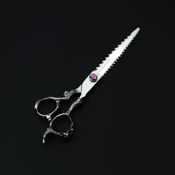 

Dragon handle 7.0'' Professional dog grooming scissors straight cutting shears 440C Silver pet grooming Hairdressing Scissors