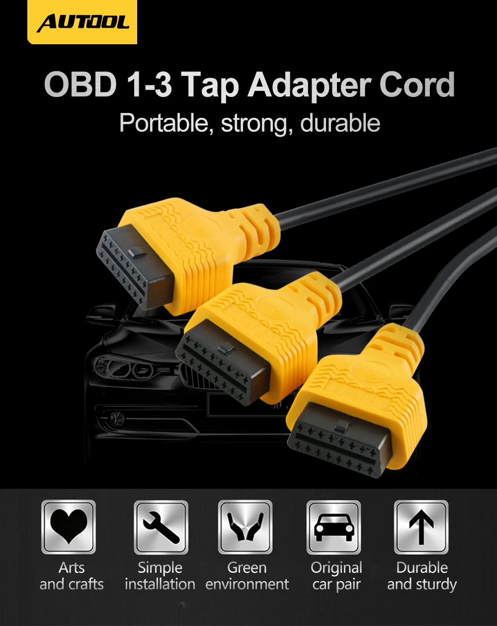 AUTOOL 16 Pin Obd2 кабель-удлинитель 50 см ODB кабель-удлинитель OBDII OBD 2 гнезда OBD штекер 16 Pin плоский разъем