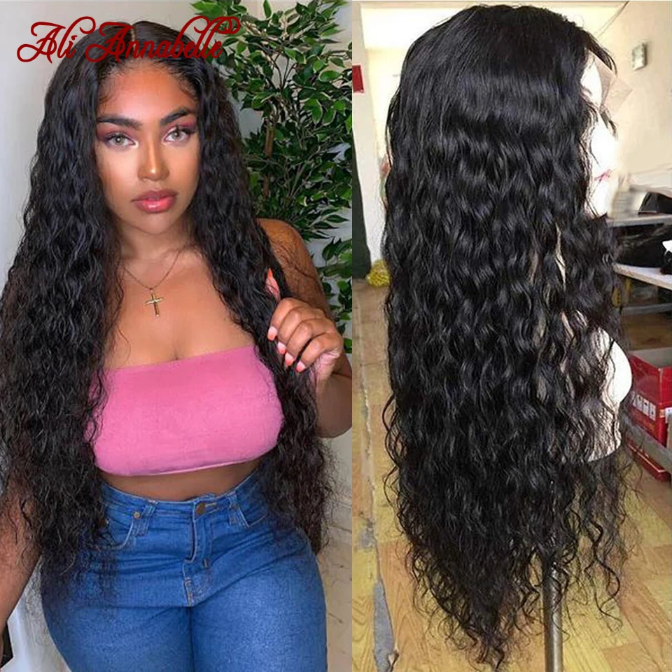 Low Price Wig Human-Hair-Wigs Water-Wave Lace-Front Ali-Annabelle 360-Lace Hairline Pre-Plucked exoyM8nym