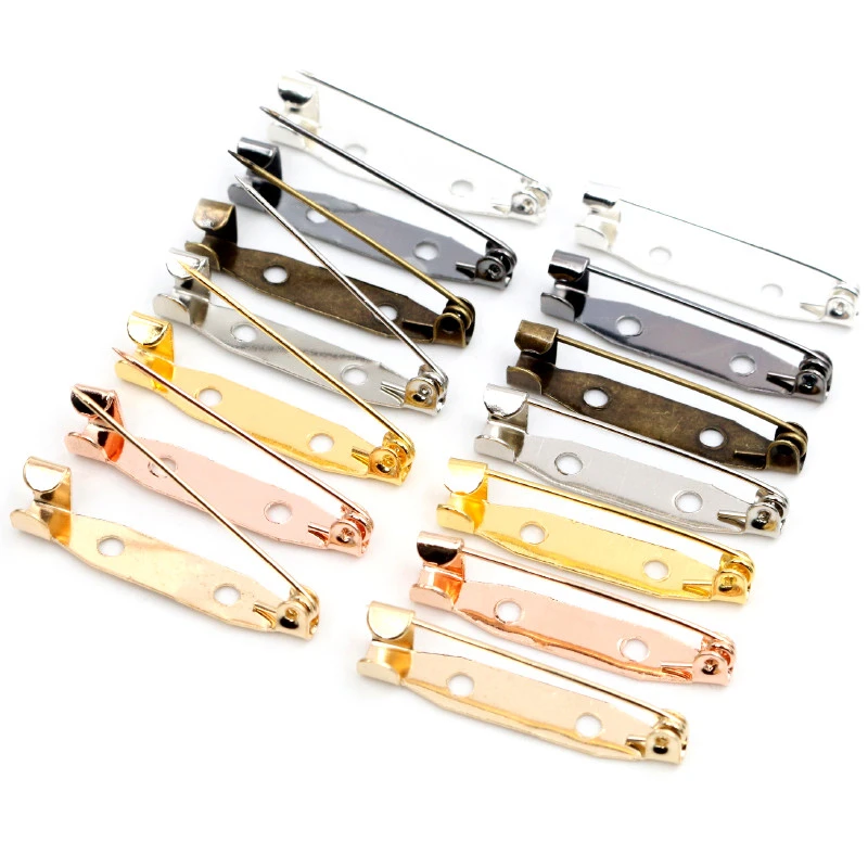 50pcs/lot 15 20 25 30 35mm 7 Colors Brooch Clip Base Pins Safety Pins