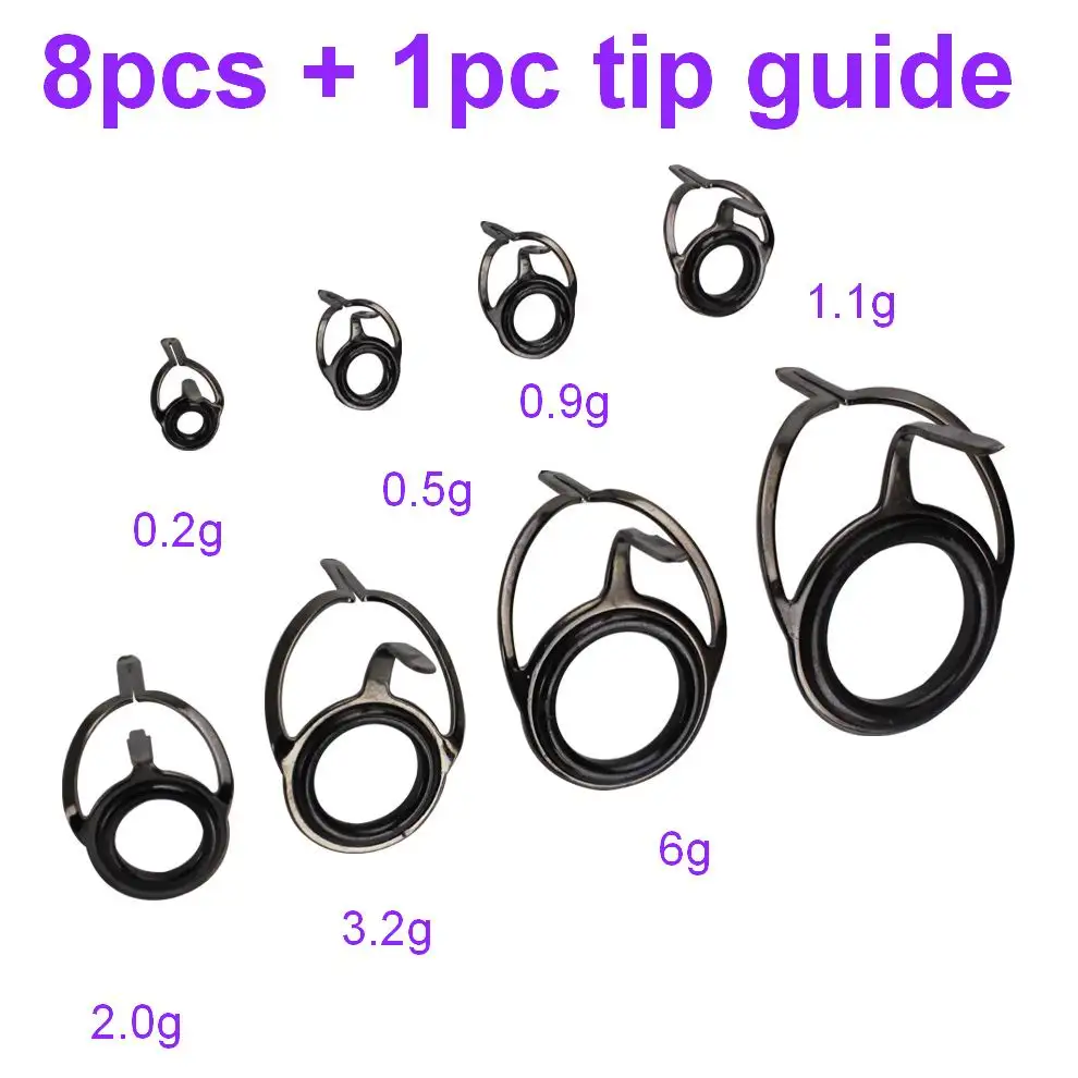 9pcs Line Guides 1 Set! Boat Fishing Rod Repair Spare Parts Tip or Side Line Guide Good Quality