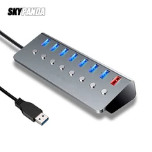 Alliage d'aluminium séparateur USB 3.0 8 ports 7 ports, ordinateur étendu USB HUB 1 port adaptateur de charge rapide, alimentation externe 5V3A