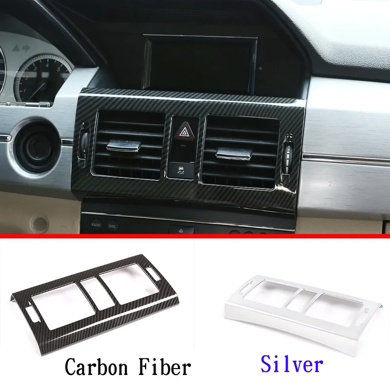 

ABS Chrome Carbon Fiber For Mercedes benz GLK Class X204 2008-2012 Car Center Air Conditioning Vent Frame Trim Accessories
