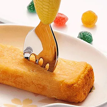 

2pcs/set Cute corn Cartoon Spoon Fork Baby Tableware Kids Children Training Eating Spoons Forks Set Gift 304 Stainless Steel