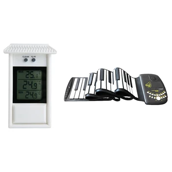 

1Pcs Thermometer Memory Thermometer Outdoor Window Thermometer White & 1Pcs Roll Up Piano 88 Key Electronic Organ Flexible Keybo