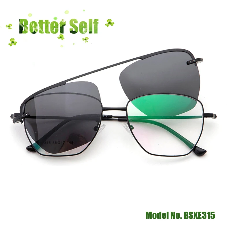 

Dual Use Optical Frames Full Rim Retro Metal Glasses BSXE315 Polarized Magnetic Clip On Sunglasses Square Driver Spectacles
