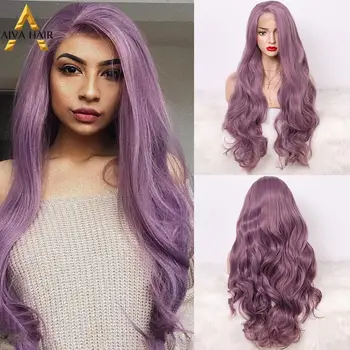 

Aiva Hair Fashion Long Purple Cosplay Wig Heat Resistant Synthetic Lace Front Wig High Density Glueless Wigs For Black Women