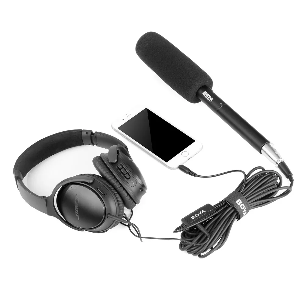 BOYA BY BCA6 XLR to 3 5mm TRRS Adapter Cable Microphone Audio Gain Output Splitter Headphone Monitor for Smartphone 6 Meters