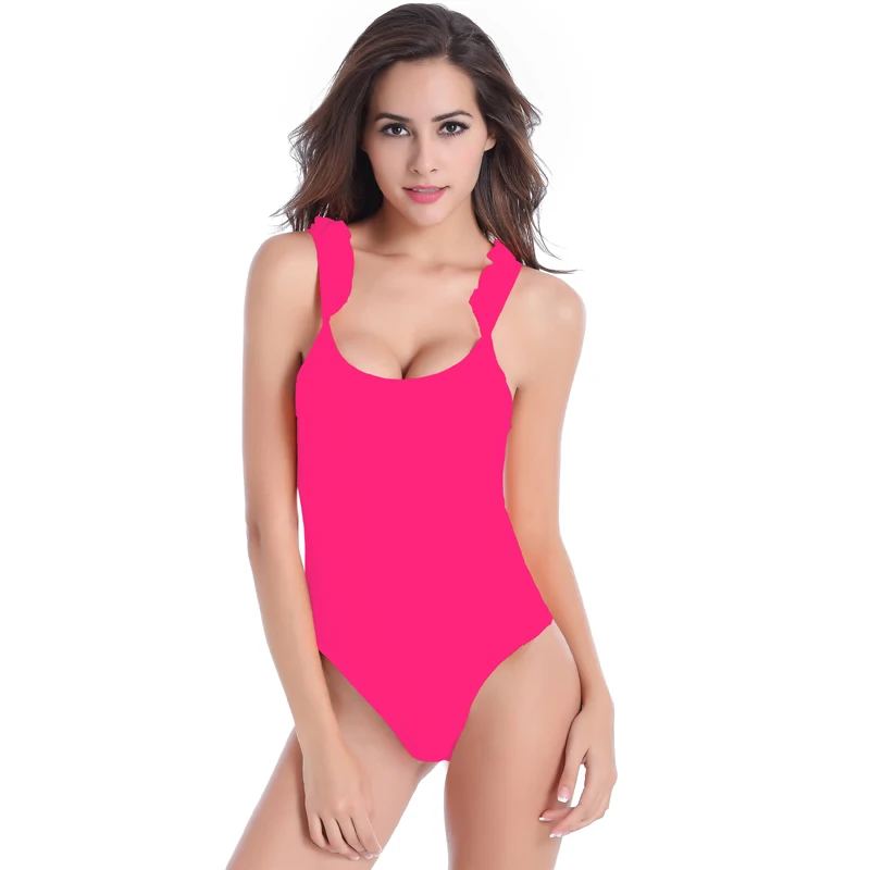 

2021 Little Ruffles Monokini Swimsuit Double Shoulders Girls Swimming Wear Women Sexy Bathing Suits High Cut One Piece Swimwear