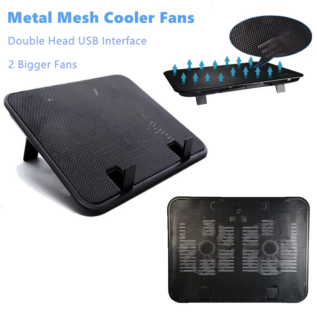 

14 Inch Laptop Cooling Fans Notebook Cooler Pads USB External Laptop Cooling Pad Slim Stand High Speed Silent Metal Panel Fans