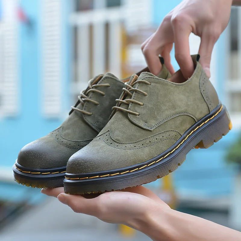 

Men Big Head Leather Shoes Transparent Tendon Thick Bottomed Low Top Autumn And Winter England Retro Work Shoes Fashion Casual S