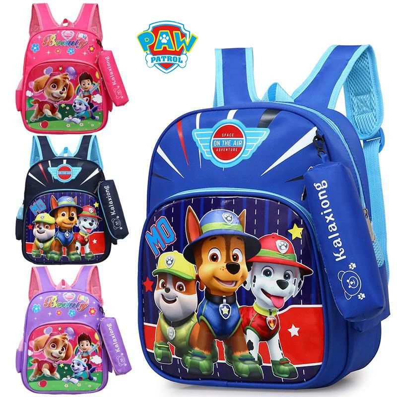 New Paw Patrol chase Children's School Bag Cartoon Figure Skye Everest Marshall Ryder Kindergarten Boys and Girls Baby Backpack dad hat cap