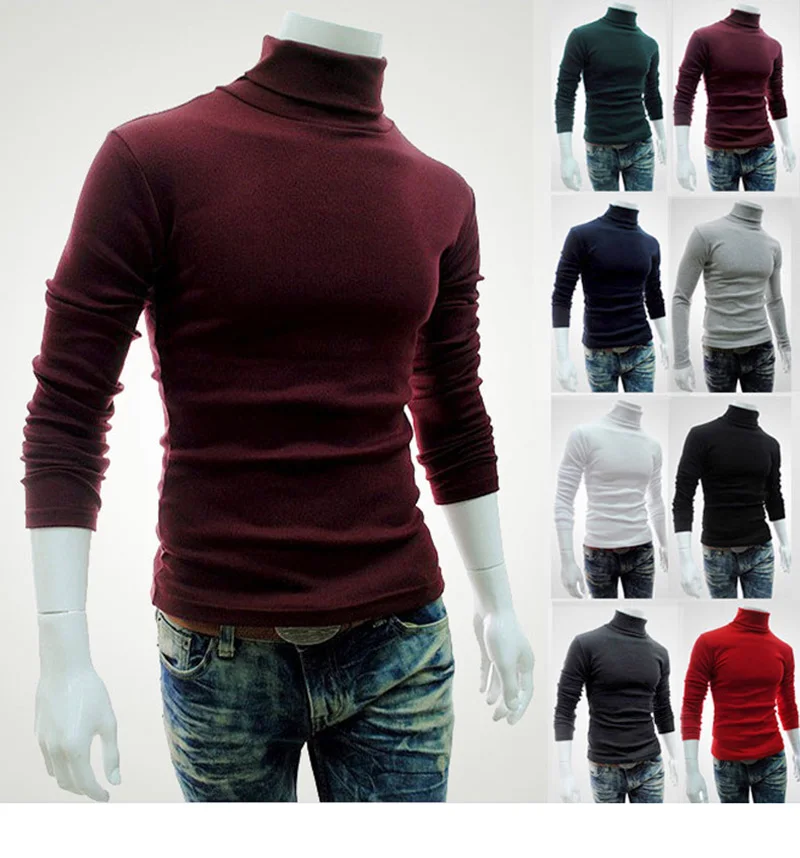 2019 Autumn And Winter New Men'S Sweater Men'S High Collar Solid Color Sweater Men'S Slim Knitted Casual Sweater 2019 Autumn And Winter New Men'S Sweater Men'S High Collar Solid Color Sweater Men'S Slim Knitted Casual Sweater