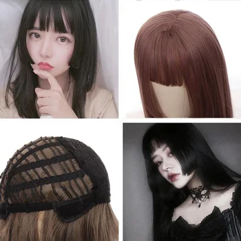 

DANBO Straight Hair Synthetic Wig Female Natural Hairline Heat-resistant Fiber Daily Wear