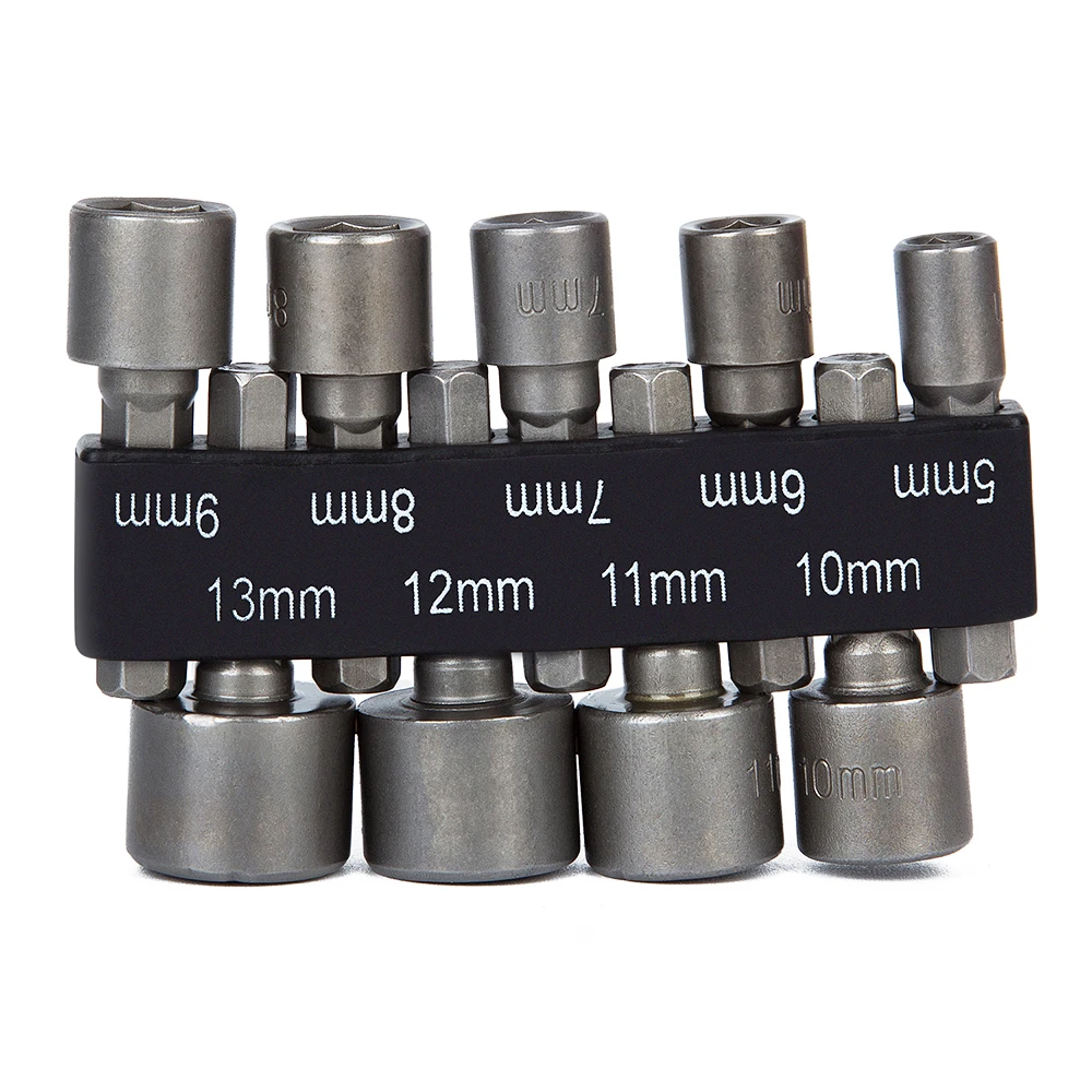 

TOYOBER 9pcs 5-13mm Hexagon Nut Driver Drill Bit Socket Screwdriver Wrench Set for Electric Screwdriver Handle Tools No Magnetic
