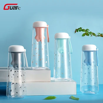 

550ML Plastic Cup Small Fresh Cute Portable Cat Claw Tea Bottle Cup Contracted Multicolor The Cherry Blossom With Tea Filter