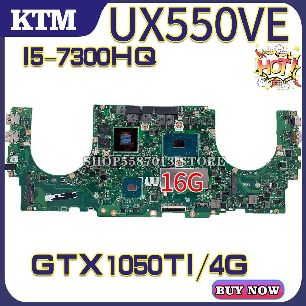 

ux550 for ASUS ZenBook Pro UX550V UX550VD UX550VE UX550VW laptop motherboard mainboard test OK I5-7300H cpu GTX1050TI/4G 16GB