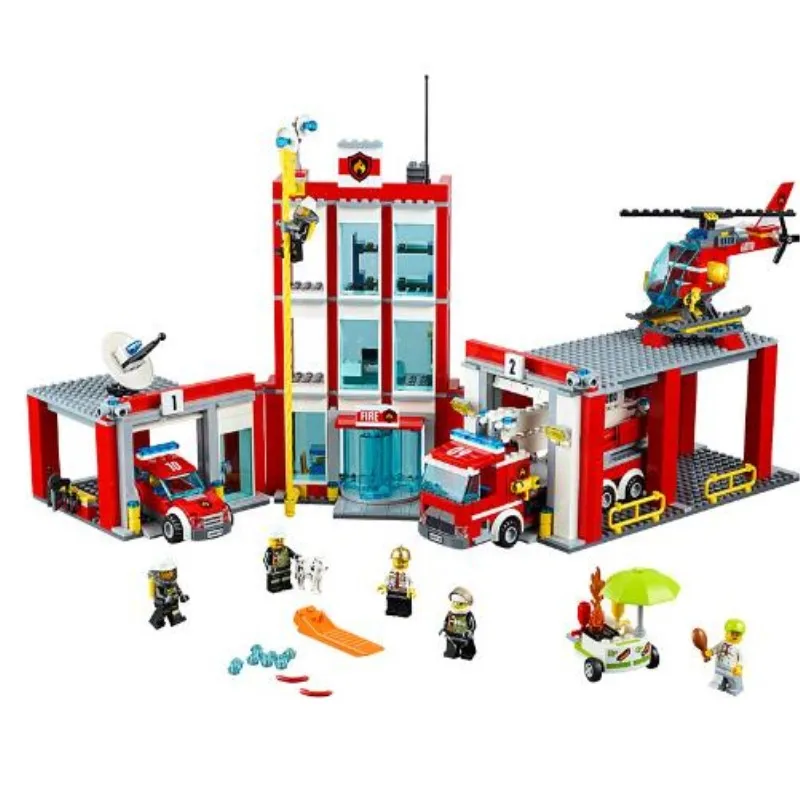 

City Fire Station Building Blocks Toy Kit Building-block Toys Compatible with Legoinglys DIY Educating Children Christmas Gifts