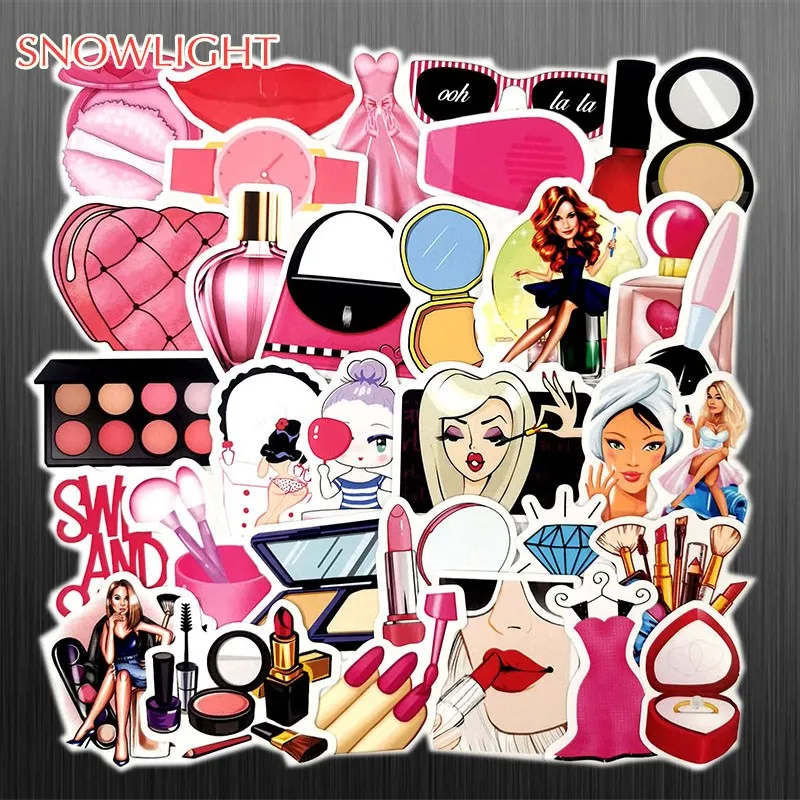 10/30/50 pcs/pack Girls Daily Cosmetics Perfume Lipstick Shoes Bag Decorative Sticker For Luggage Laptop Skateboard Sticker