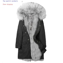 Мужская куртка с натуральным мехом, мужская зимняя куртка с лисьим мехом, модная длинная куртка, Корейская мужская норковая куртка, F-NL-1701, KJ1516