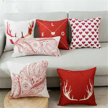 

Symbol Pillow Covers Printed Cotton Linen Office love Throw Pillow Case For Home Pillowcase