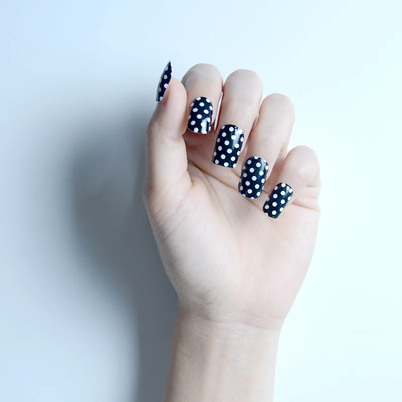 

14tips Polka Dot Trend Black White Nail Stickers Bronzing Stripes Transparent French Water Slide Sticker Trendy sexy manicure