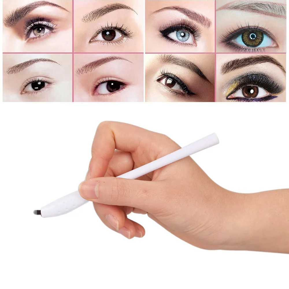 

10pcs Eyebrow Tattoo Pens Tattoo Needles Microblading Pen Disposable Eyebrow Pen & 18U Microblading Needles Manual Tattoo Supply