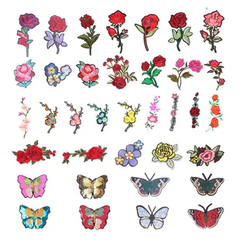 

Flower Butterfly Embroidery Patches Iron On Patch For Clothing DIY Stickers Sew On Clothes Denim Jacket Backpack Badges F