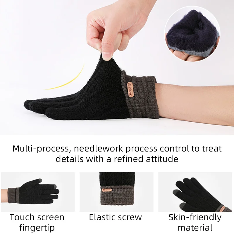 Winter Touch Screen Gloves For Women Men Printing Knitted Full Finger Gloves Elastic Warm Sensory Gloves Mittens Guantes Luvas
