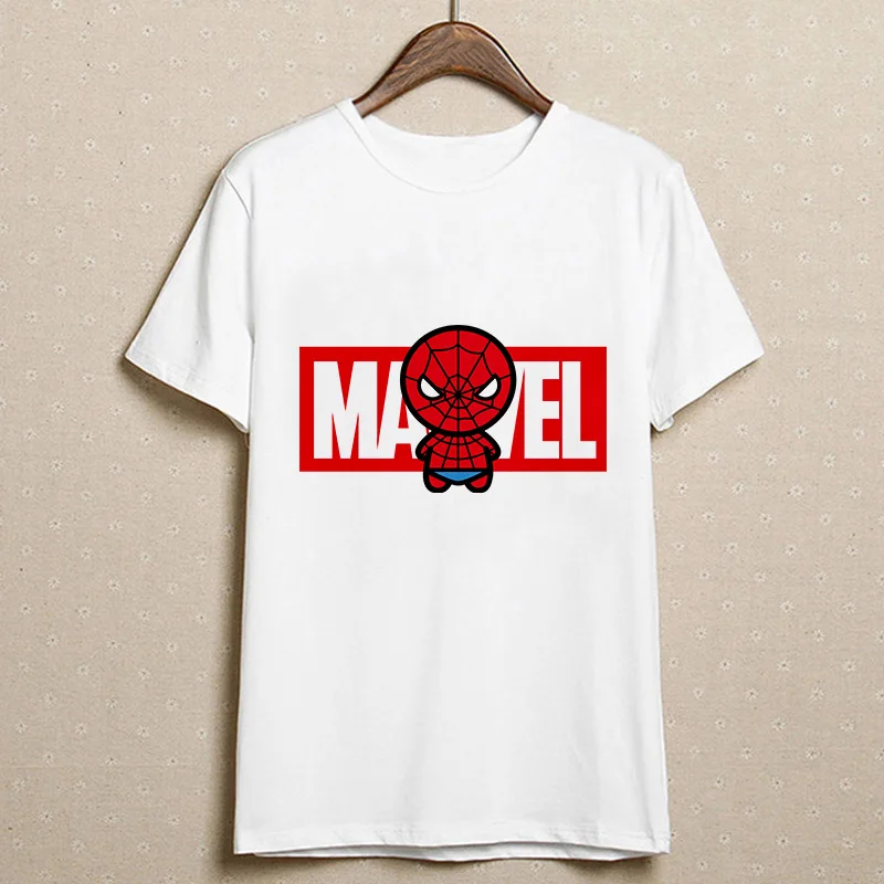 6 Модная женская футболка Marvel с коротким рукавом и принтом Harajuku, футболка с круглым вырезом и надписью, белые топы, женская одежда - Цвет: 6