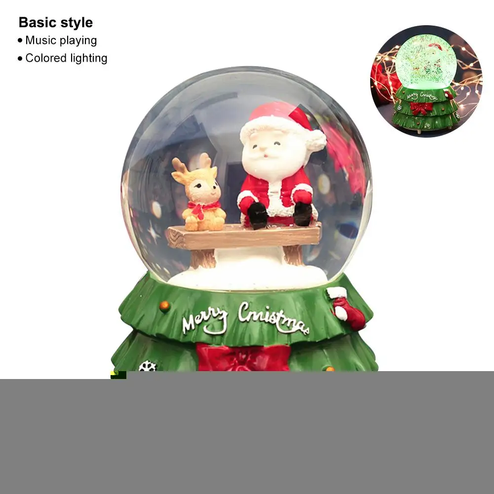 Рождественский снежный шар Снежный дом хрустальный шар вращающийся светильник Голосовое управление музыкальная шкатулка подарок на день рождения для подруги - Цвет: A