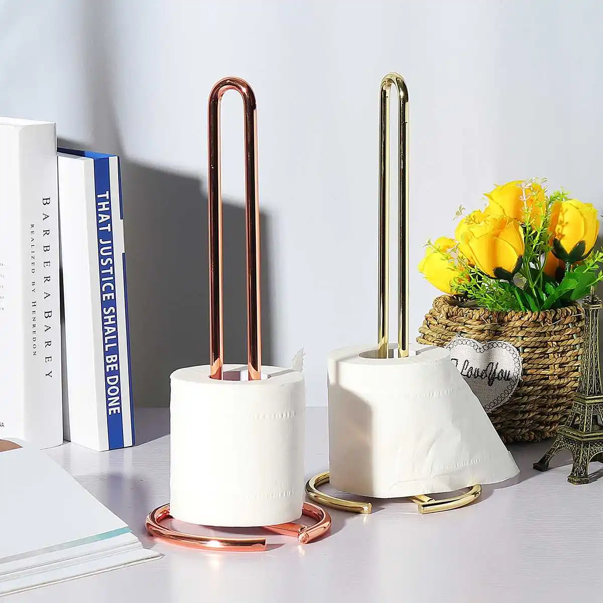 

2 Colors Bathroom Toilet Roll Paper Holder Organizer Multifunction Desktop Storage Stand Shelf Rack Bathroom Hardware Fixture