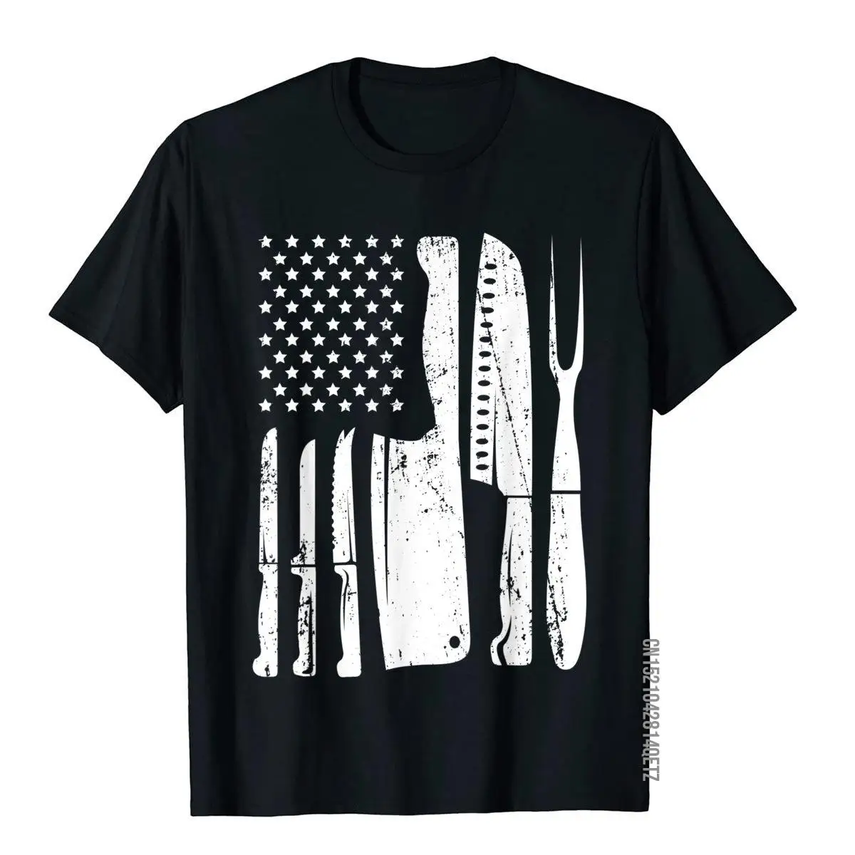 Chef Knife Flag Gift for Head Cook USA Patriotic Cooking T-Shirt__B14050black