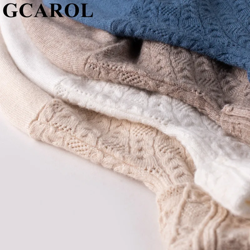 GCAROL, Осень-зима, Женская водолазка, 30% шерсть, свитер с разрезом, на каждый день, большой размер, кашемир, Короткий Джемпер, OL, элегантный пуловер