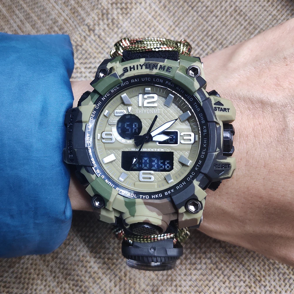 men's digital watch with compass