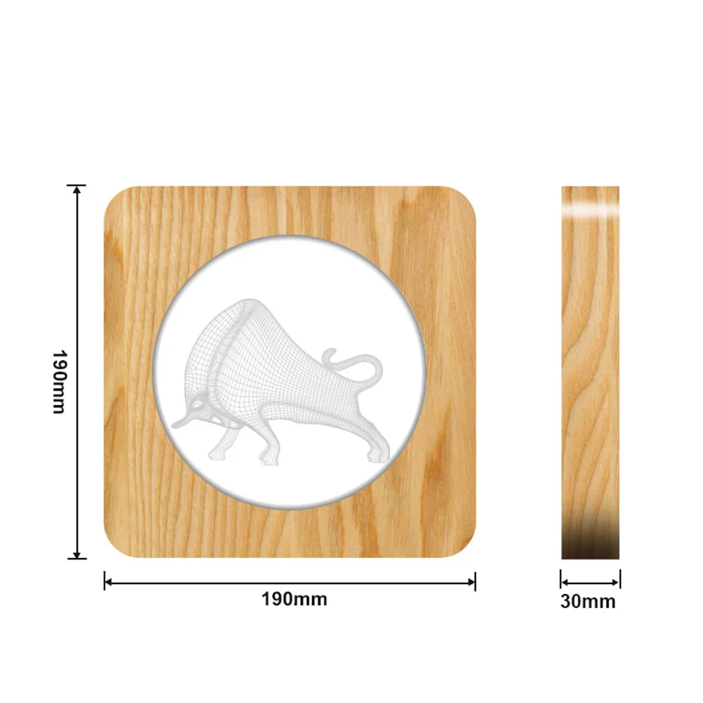 

Bull Ox Animal 3D USB LED Arylic Night Lamp Table Light Switch Control Carving Lamp for Children's Room Decoration Dropshipping