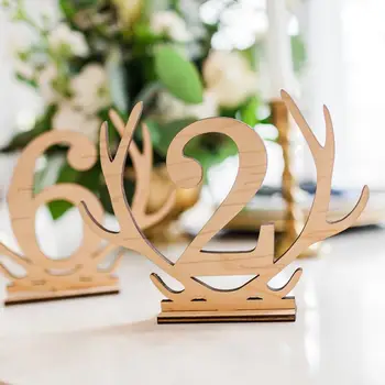 

New Antlers Shape 1-20 Numbers Signs Wedding Table Number Wooden Table Number Rustic Wedding Seat Numbers Party Direction Signs
