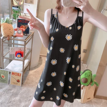 

Women Nightgowns 2020 Summer Sexy Women Cartoon NighDresss Sleeveless Sleepshirt Polyester Girls Teenger Sleepwear Top Homewear