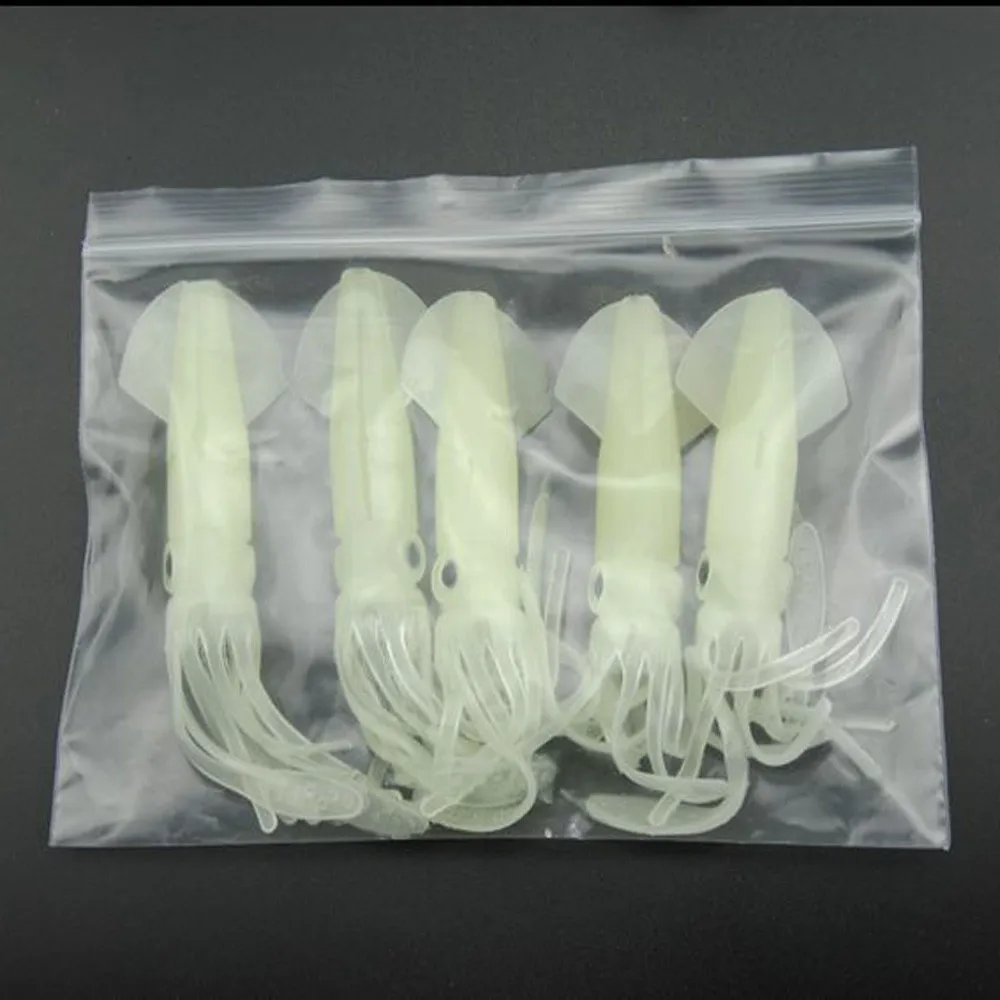 5pcs Saltwater Fishing Lure Squid Octopus Skirts Lures Tackle Glow Bait Noctilucent Soft Baits | Спорт и развлечения