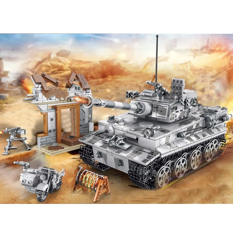 

2020 World War 2 WW2 Soldiers German Tiger Tank Armored Vehicle Military SWAT Army Figures Building Blocks Bricks Toys Juguetes
