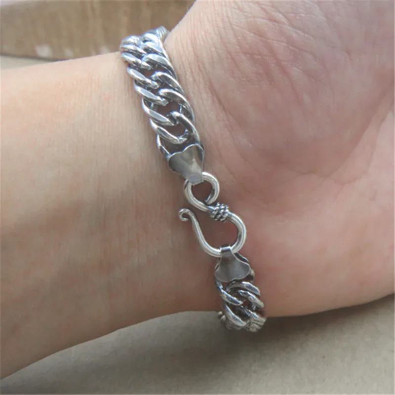 

Oxide Thai Silver 925 Simple Chain Bracelet For Men Easy Clasp 8.5mm 100% Pure Sterling Silver 925 Cool Fashion Men Jewelry Gift