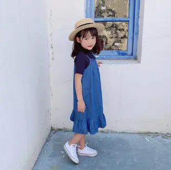 

2020 new girls denim dress summer fashion girls vest dresses 2-8 years HV642
