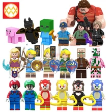 Классический мультфильм игра кирпичи принцесса Zelda Link Ральф Феликс ванеллопа Супер Марио луиги мой мир Villager строительные блоки игрушки